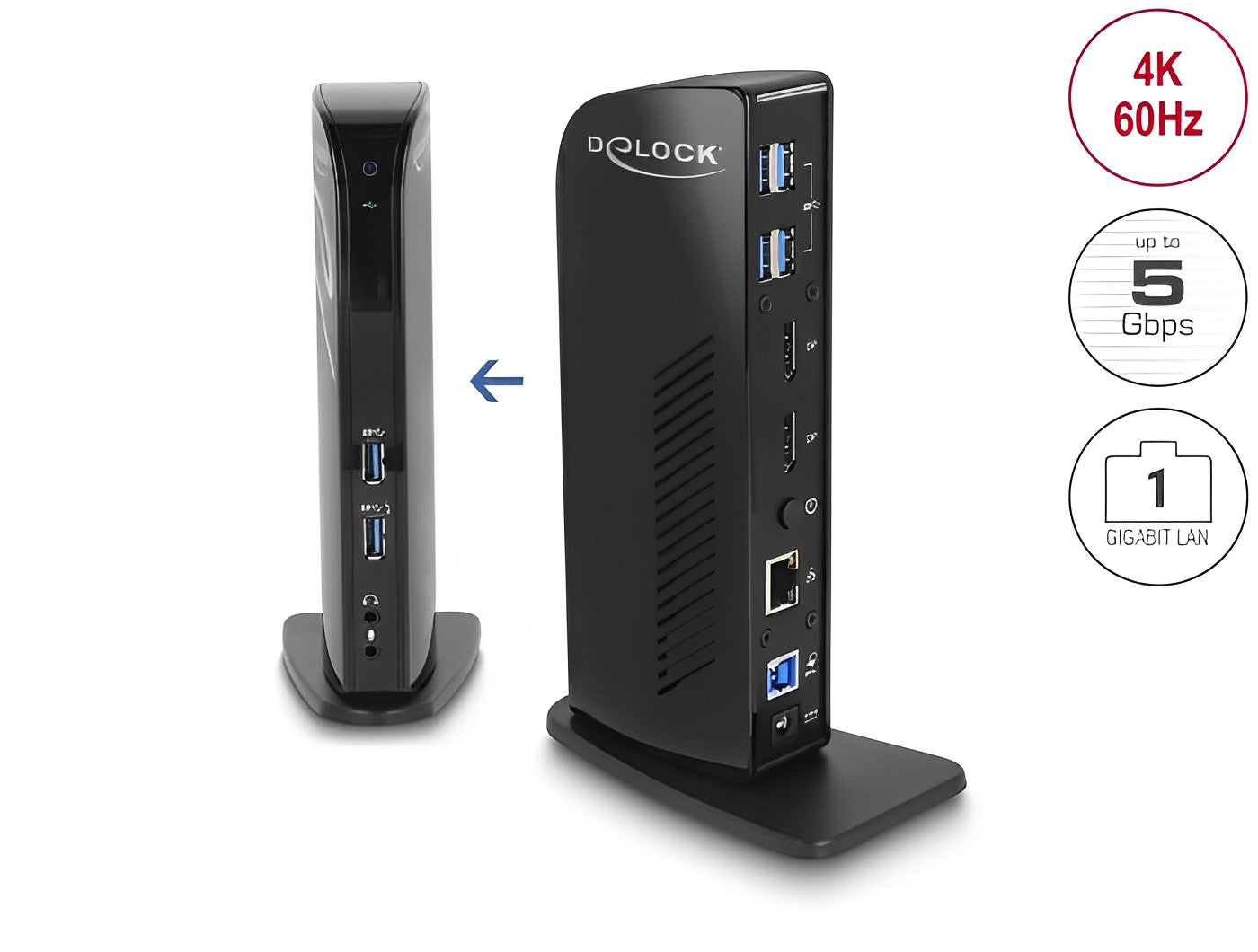 תחנת עגינה USB 3.2 Displaylink למחשב נייד עם חיבור ל- 2 מסכים DisplayPort 4K בו זמנית - delock.israel