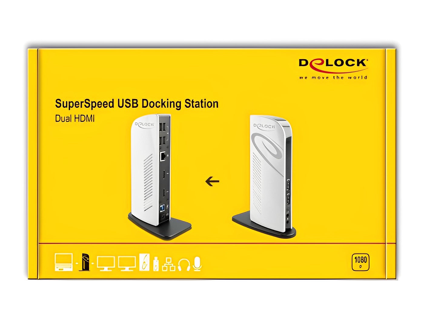 תחנת עגינה USB 3.2 למחשב נייד עם חיבור ל- 2 מסכים HDMI 1080p בו זמנית - delock.israel