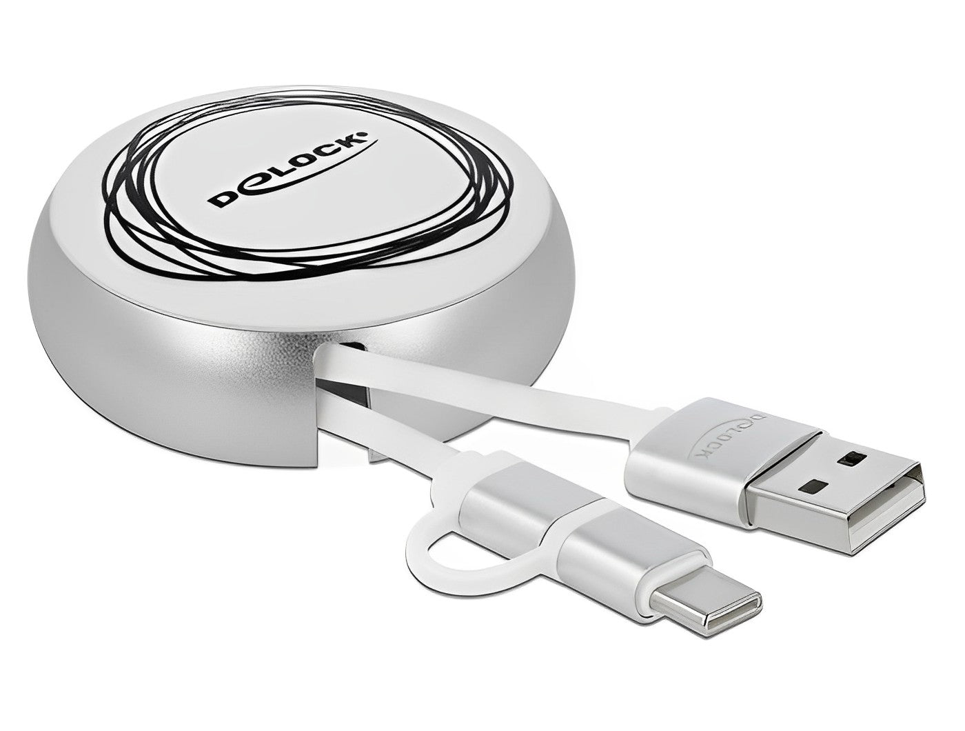 כבל טעינה ונתונים נמתח תקע USB-A לתקעים USB-C / Micro-B אורך 92 ס"מ - delock.israel