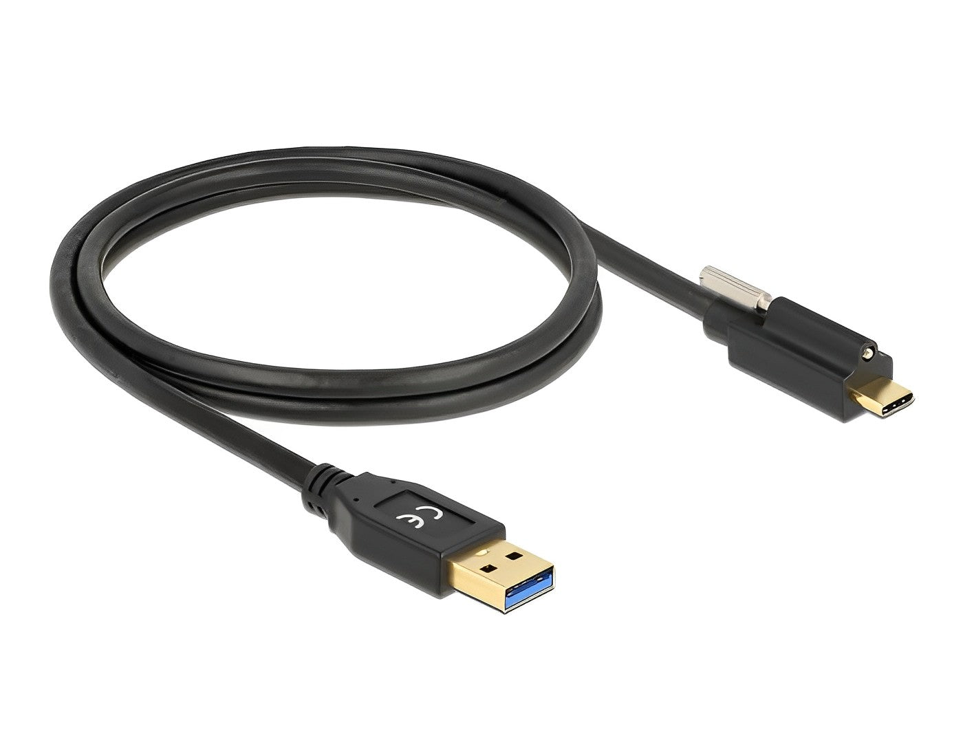 כבל USB 3.2 Gen 2 10Gbps תקע USB-A לתקע USB-C עם בורג נעילה תומך PD 3A - delock.israel