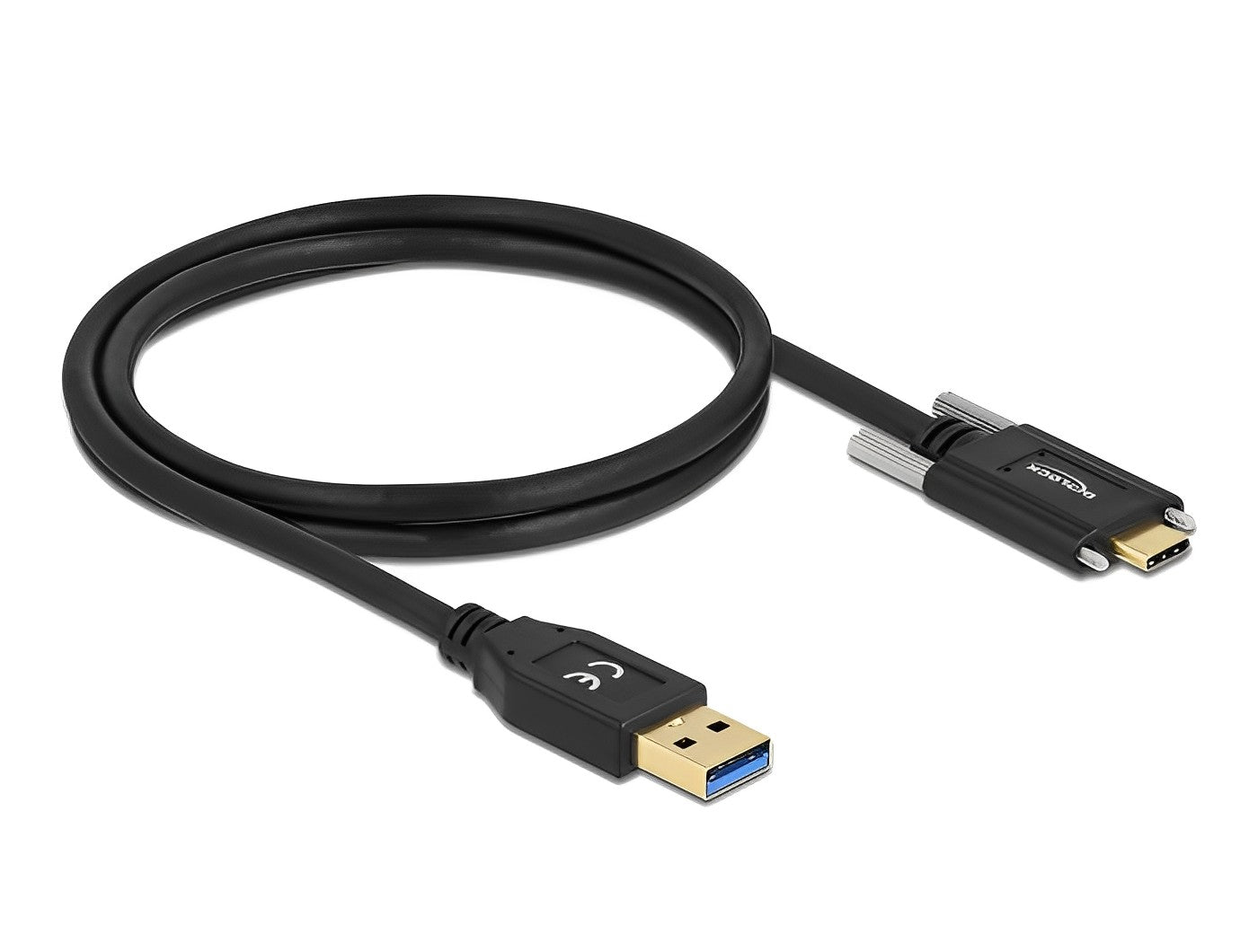 כבל USB 3.2 Gen 2 10Gbps תקע USB-A לתקע USB-C עם ברגים נעילה תומך PD 3A - delock.israel