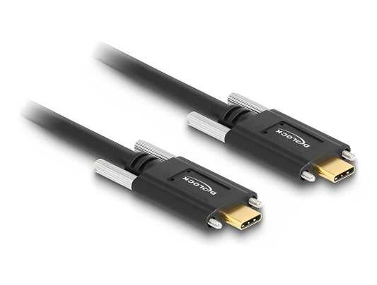 כבל USB-C 3.1 Gen 2 עם ברגים נעילה ז/ז PD 3A - delock.israel
