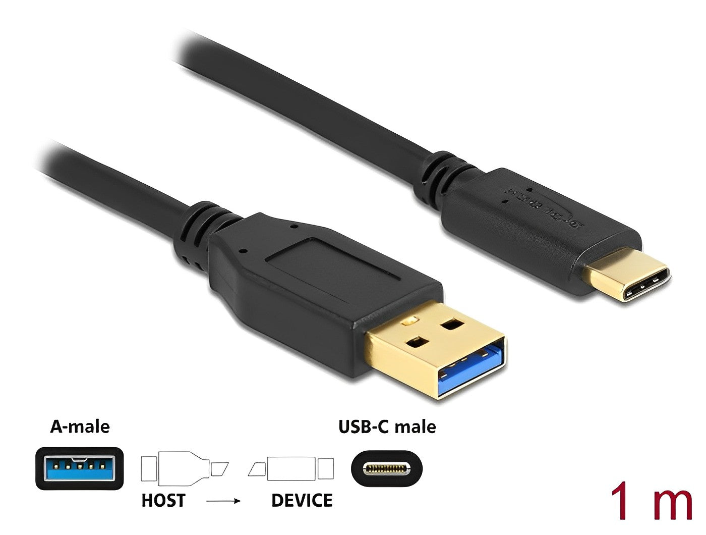 כבל USB 3.2 Gen 2 10Gbps תקע USB-A לתקע USB-C - delock.israel