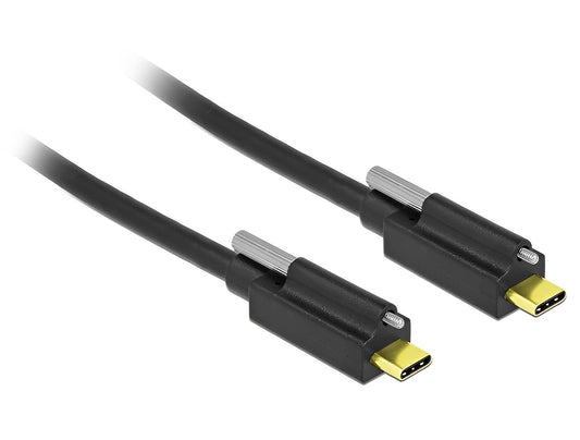 כבל USB-C 3.2 Gen 2 10Gbps עם בורג נעילה ז/ז PD 3A אורך 2 מטר - delock.israel