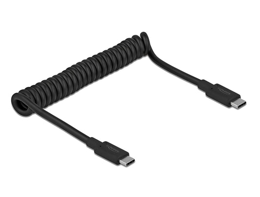 כבל מסולסל USB 10Gbps מבית Delock גרמניה מאפשר חיבור בין מכשיר עם מחבר USB-C למחשב אישי או נייד עם חיבור USB-C פנוי - delock.israel