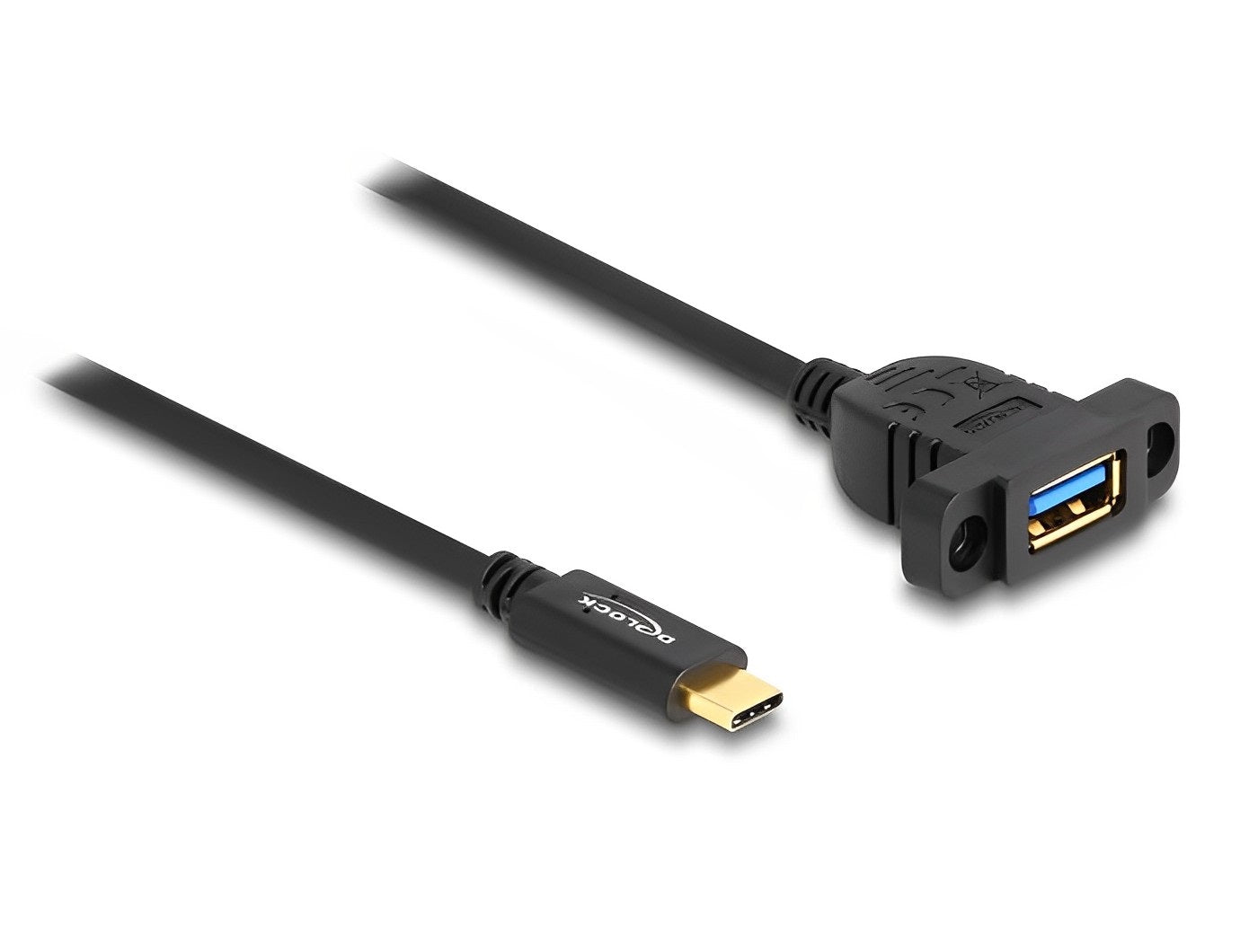 כבל USB 3.2 Gen 2 לפאנל תקע USB-C לשקע USB-A עם מרחק בין הברגים 28 מ"מ - delock.israel