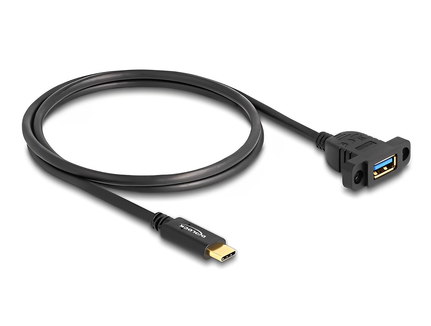 כבל USB 3.2 Gen 2 לפאנל תקע USB-C לשקע USB-A עם מרחק בין הברגים 28 מ"מ - delock.israel
