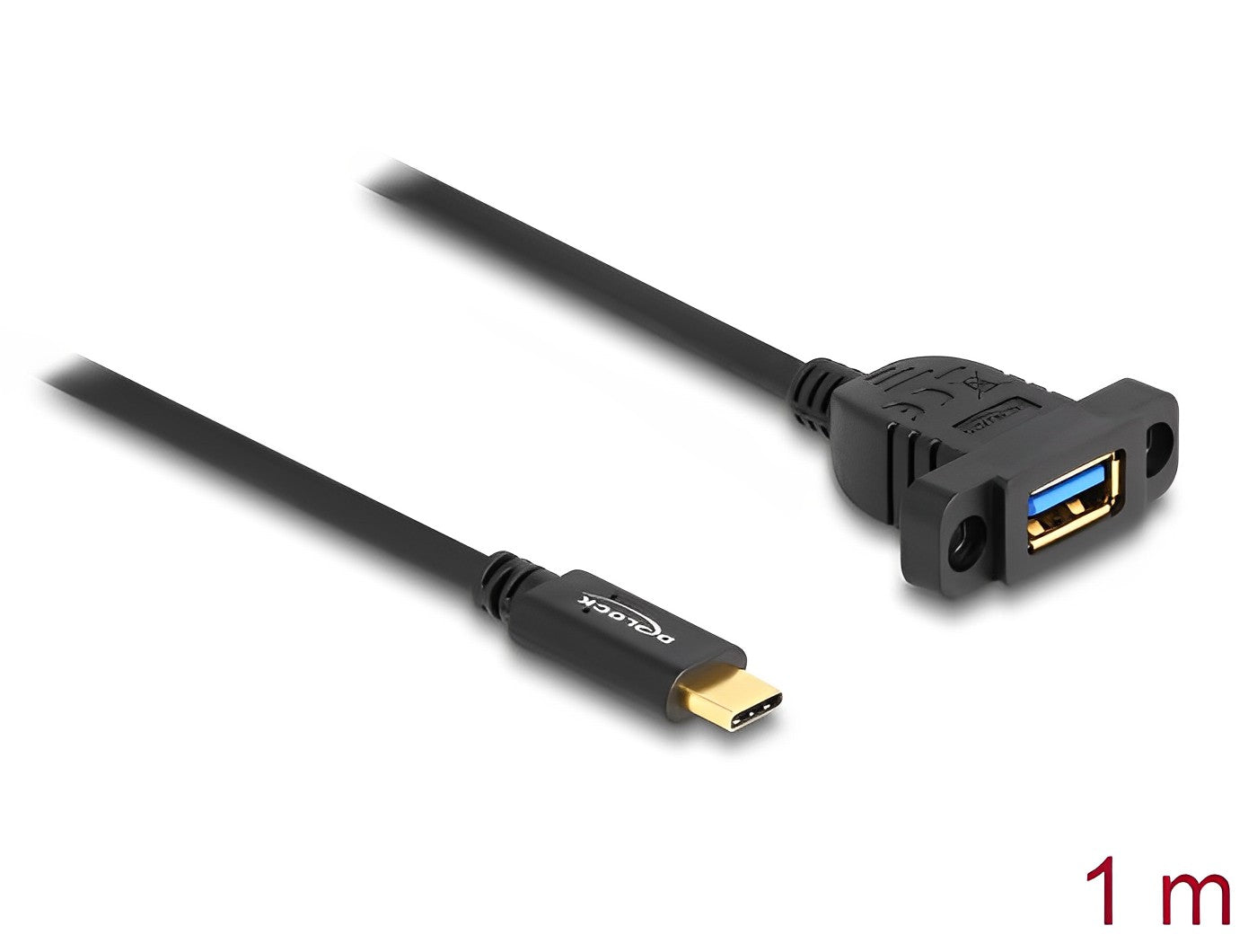 כבל USB 3.2 Gen 2 לפאנל תקע USB-C לשקע USB-A עם מרחק בין הברגים 28 מ"מ - delock.israel