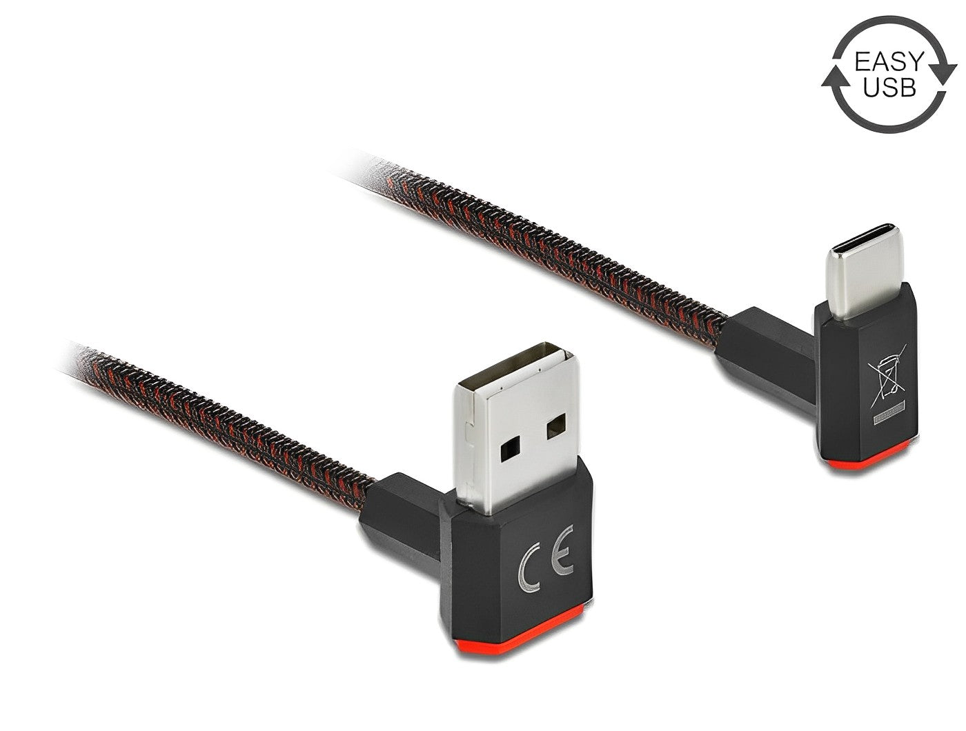 כבל EASY-USB 2.0 תקע USB-A בזווית 90° לתקע USB-C בזווית 90° - delock.israel