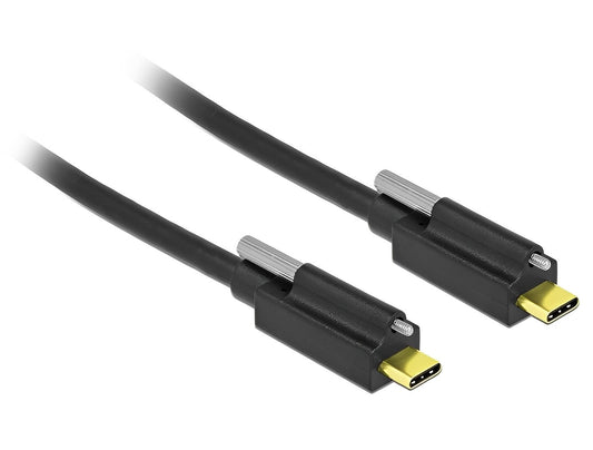 כבל USB-C 3.1 Gen 2 10Gbps עם בורג נעילה ז/ז PD 3A אורך 1 מטר - delock.israel