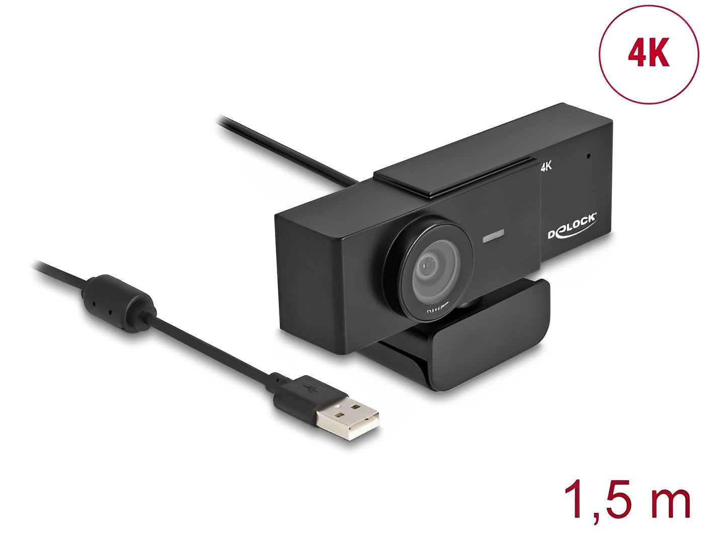 מצלמת אינטרנט 4K 110° UHD 8 megapixel עם מיקרופון רגיש מאוד וחצובה - delock.israel