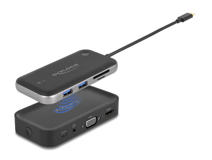 מרחיק אלחוטי USB-C Full HD לשידור 2 מסכים HDMI+VGA בו זמנית - delock.israel