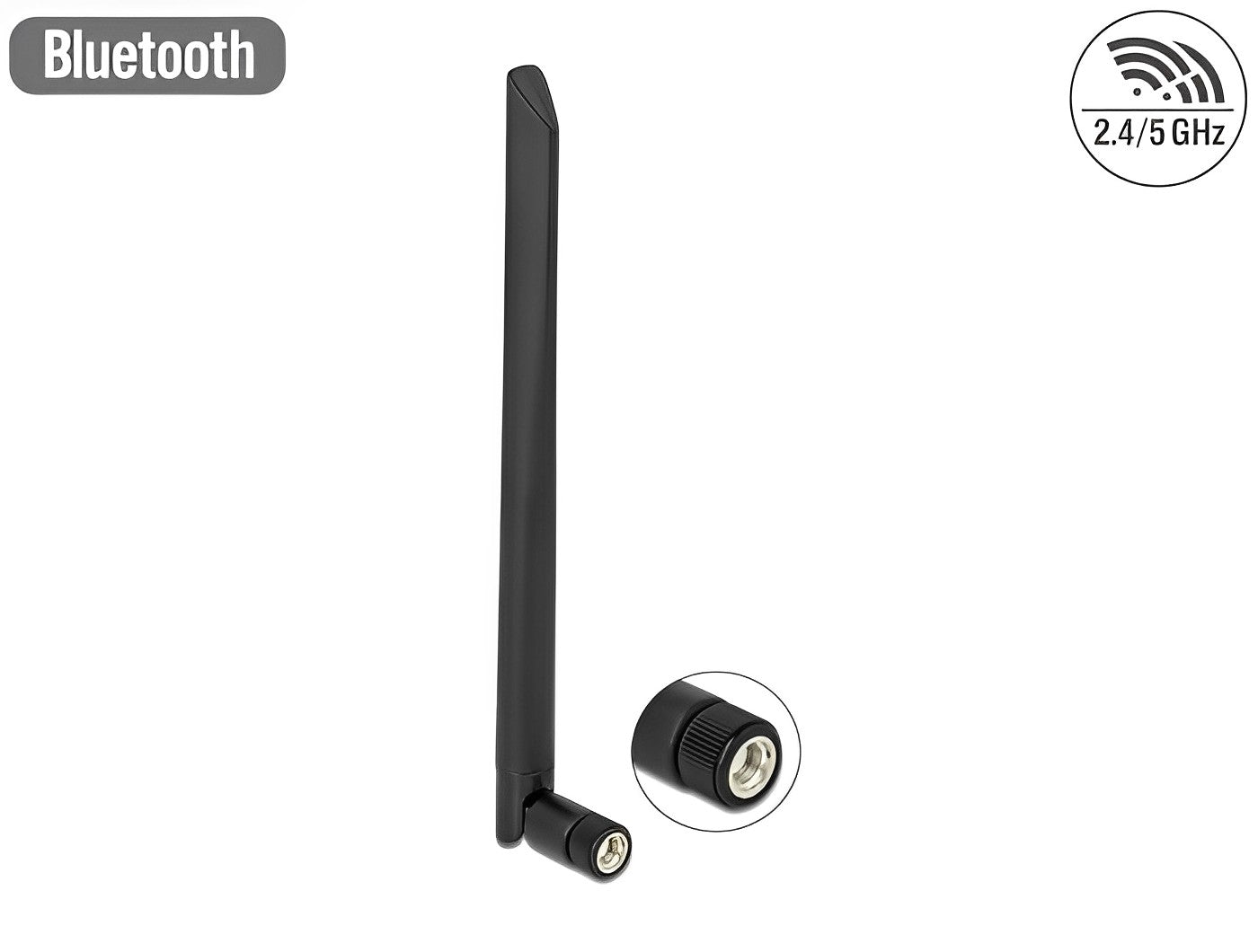 אנטנה גמישה כלל כיוונית WLAN 802.11 a/ax/a/b/g/n 5 dBi פנימית מחבר RP-SMA plug - delock.israel