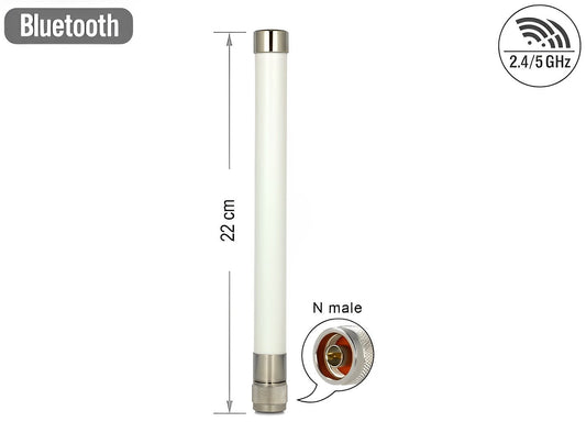 אנטנה כלל כיוונית WLAN 802.11 ac/a/b/g/n 4.5 - 7.0 dBi חיצונית מחבר N plug - delock.israel