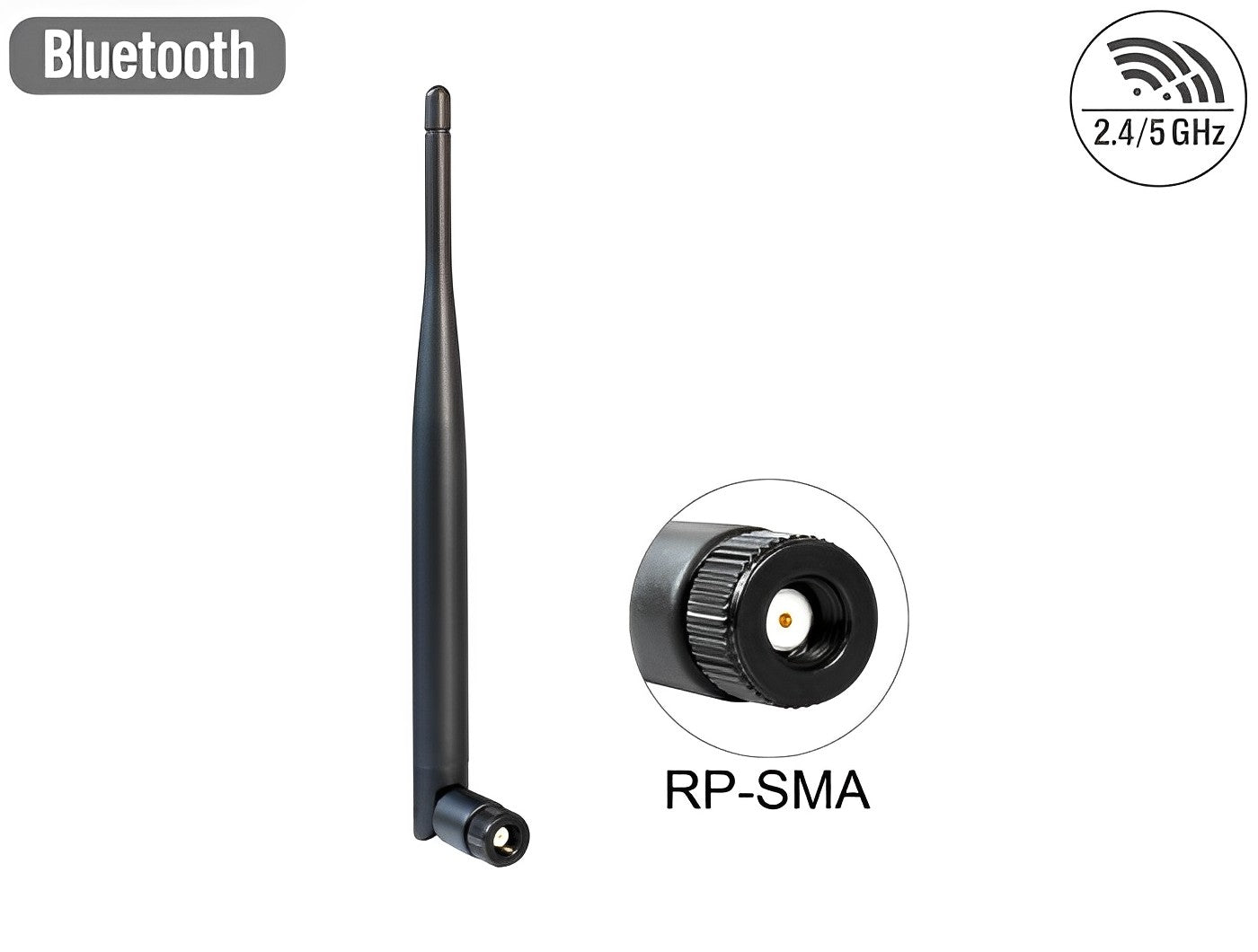 אנטנה כלל כיוונית WLAN 802.11 ac/a/b/g/n 4 - 5 dBi פנימית מחבר RP-SMA plug - delock.israel