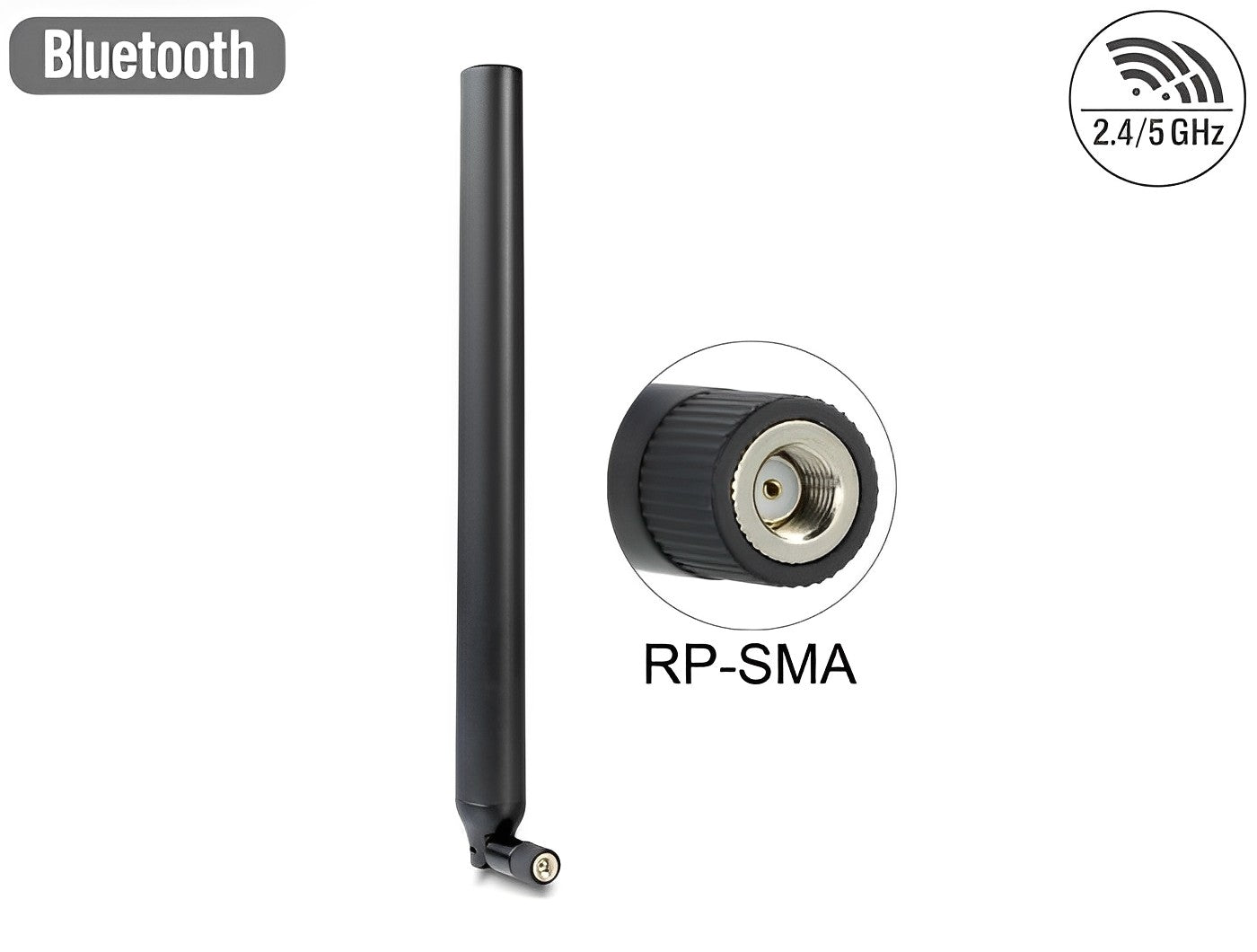 אנטנה כלל כיוונית WLAN 802.11 ac/a/h/b/g/n 5.5 - 9 dBi פנימית מחבר RP-SMA plug - delock.israel