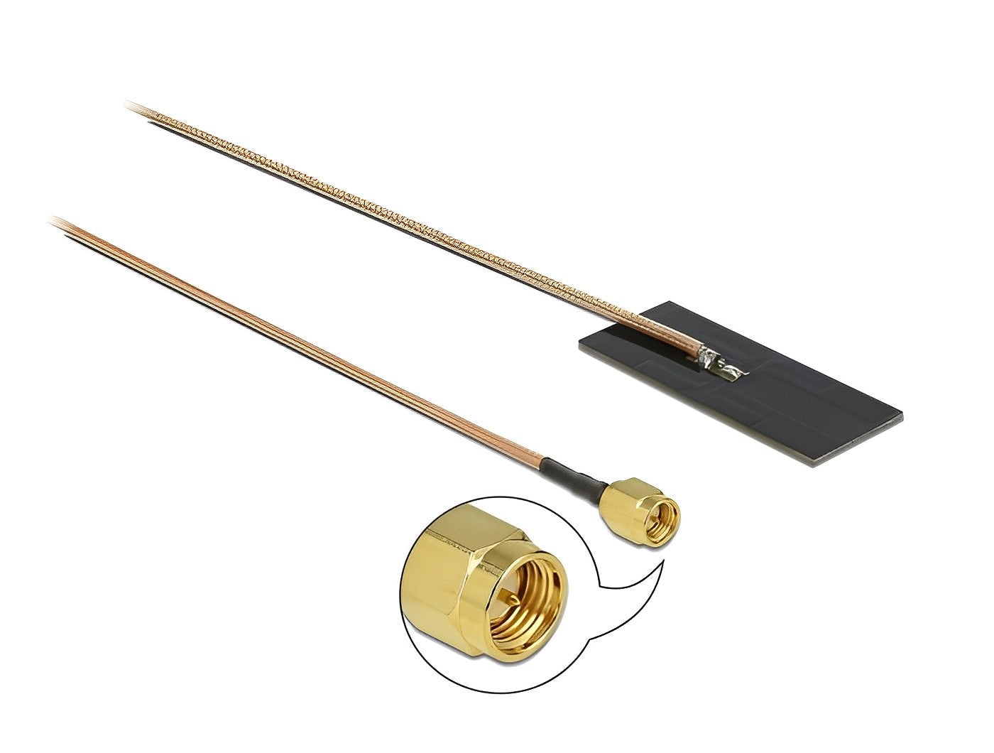 אנטנה WLAN 802.11 ac/ax/a/h/b/g/n 0.5 - 1.2 dBi פנימית PCB בהדבקה עצמית מחבר SMA plug - delock.israel