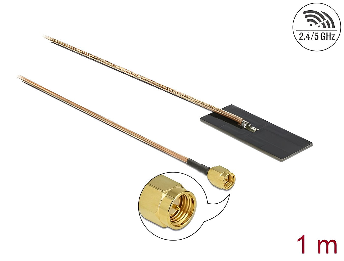 אנטנה WLAN 802.11 ac/ax/a/h/b/g/n 0.5 - 1.2 dBi פנימית PCB בהדבקה עצמית מחבר SMA plug - delock.israel