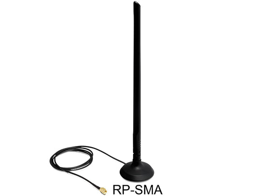 אנטנה כלל כיוונית WLAN 802.11 b/g/n 6.5 dBi פנימית עם בסיס מגנטי מחבר RP-SMA plug - delock.israel