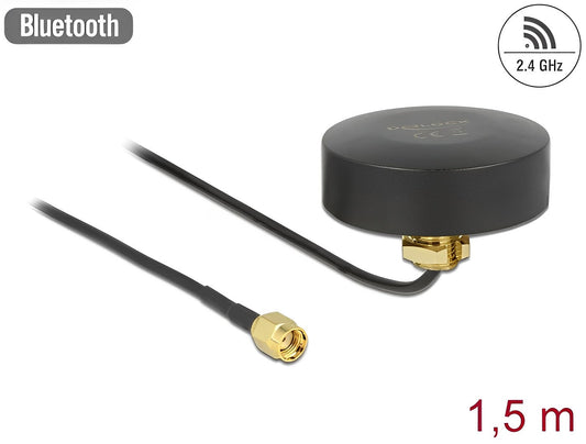 אנטנה כלל כיוונית WLAN 802.11 b/g/n 2 dBi חיצונית עם כבל RG-174 מחבר RP-SMA plug - delock.israel