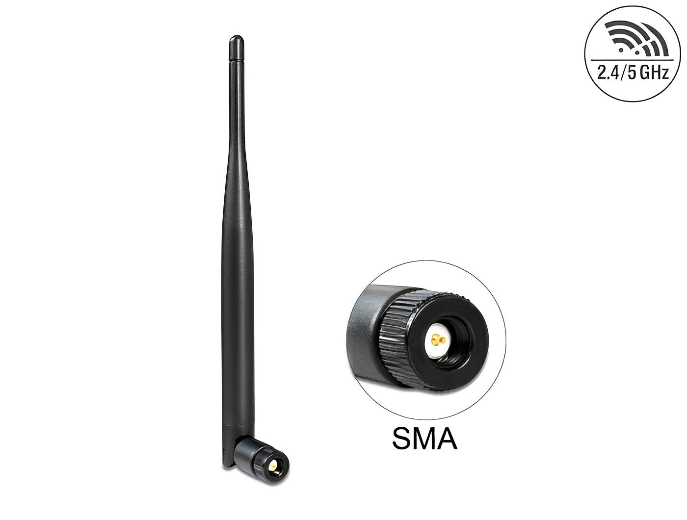 אנטנה כלל כיוונית WLAN 802.11 ac/a/b/g/n 4 - 5 dBi פנימית מחבר SMA plug - delock.israel