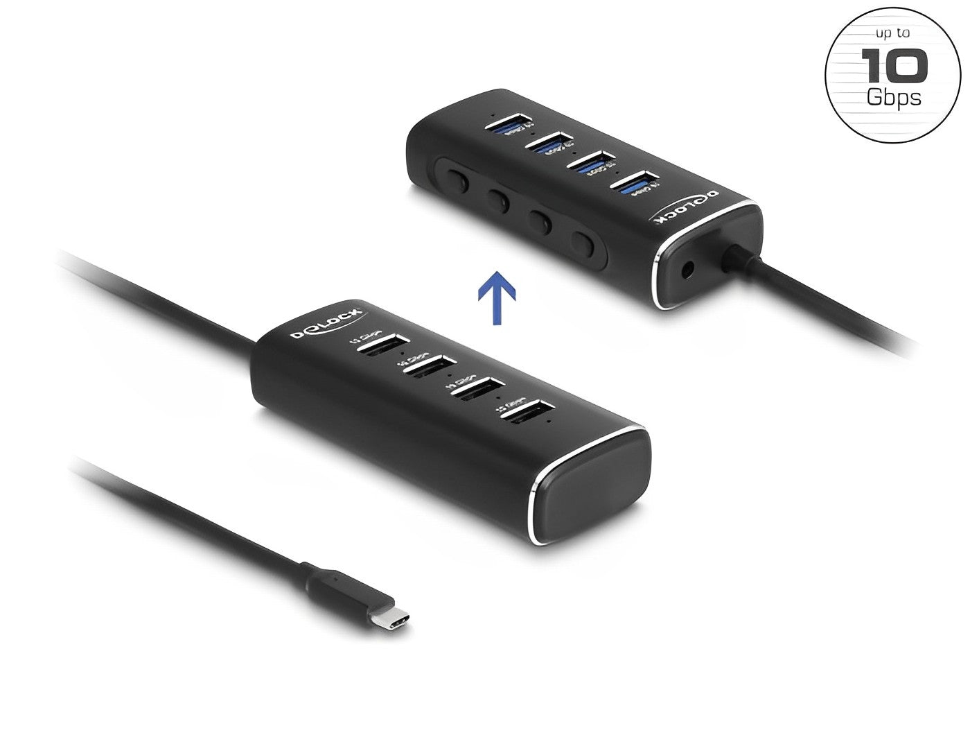 מפצל USB-C 10Gbps אקטיבי עם 4 יציאות USB-A - delock.israel