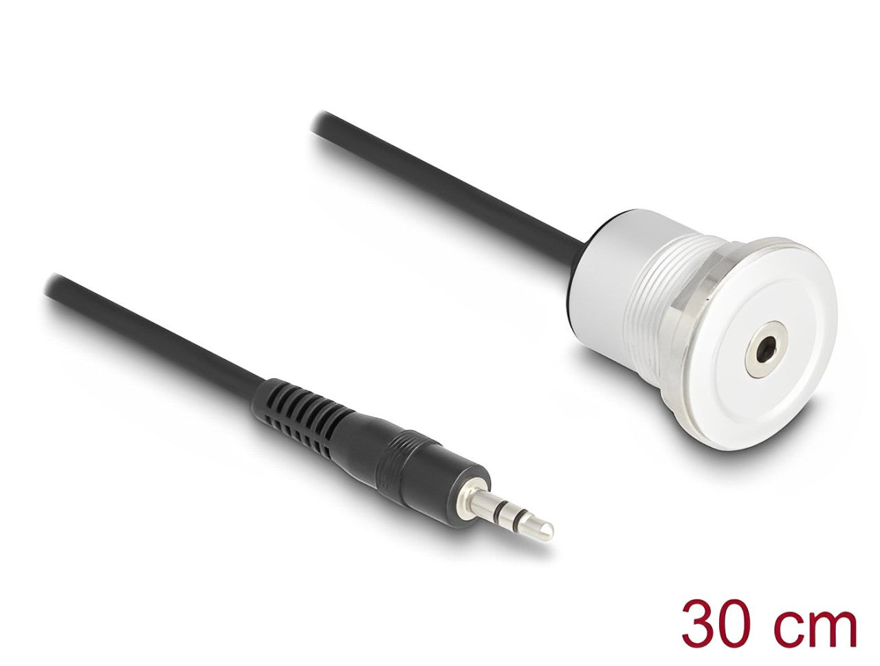 Delock Stereo 3.5 mm 3 pin built-in female with cable male 30 cm aluminium - delock.israel