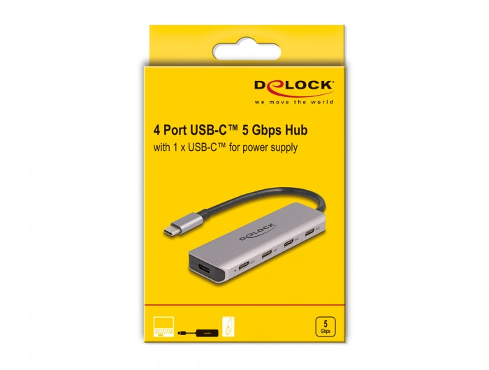מפצל USB-C 5Gbps אקטיבי עם 4 יציאות USB-C - delock.israel