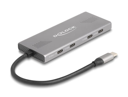 רכזת USB-C 10Gbps האיכותית מבית Delock גרמניה מיועדת לחיבור למחשב נייד או שולחני, ומרחיבה את אפשרויות החיבור עם 3 יציאות USB-A ו-4 יציאות USB-C