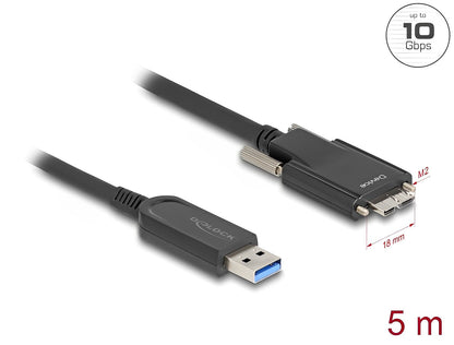 כבל USB 10Gbps אקטיבי על סיב אופטי תקע USB-A לתקע USB Micro-B עם ברגים נעילה - delock.israel