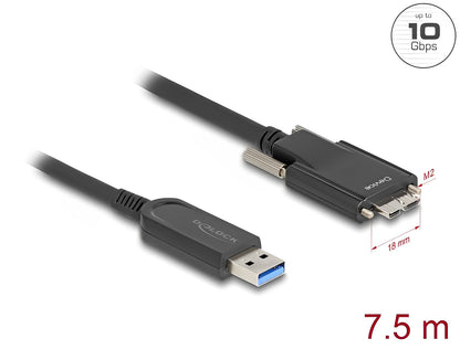 כבל USB 10Gbps אקטיבי על סיב אופטי תקע USB-A לתקע USB Micro-B עם ברגים נעילה - delock.israel