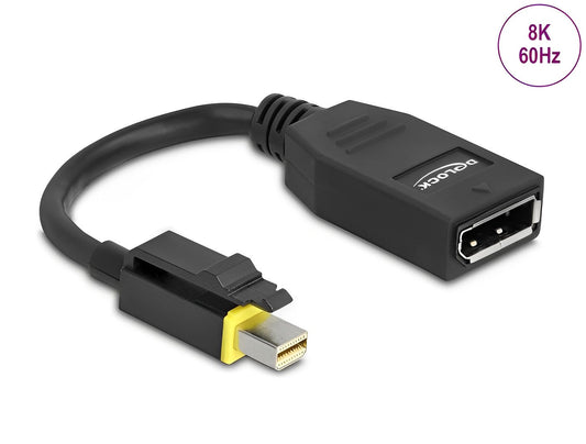 מתאם תצוגה תקע מיני DisplayPort 8K עם קליפס נעילה לשקע DisplayPort אורך 15 ס"מ - delock.israel