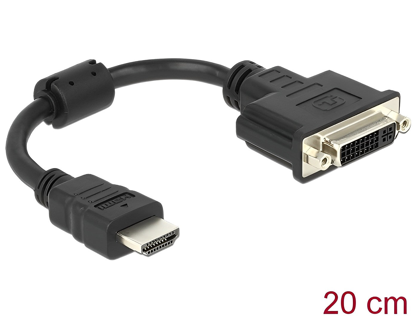 מתאם תצוגה שקע DVI 24+5 לתקע HDMI אורך 20 ס"מ - delock.israel