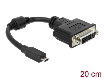 מתאם תצוגה שקע DVI 24+5 לתקע מיקרו HDMI אורך 20 ס"מ - delock.israel