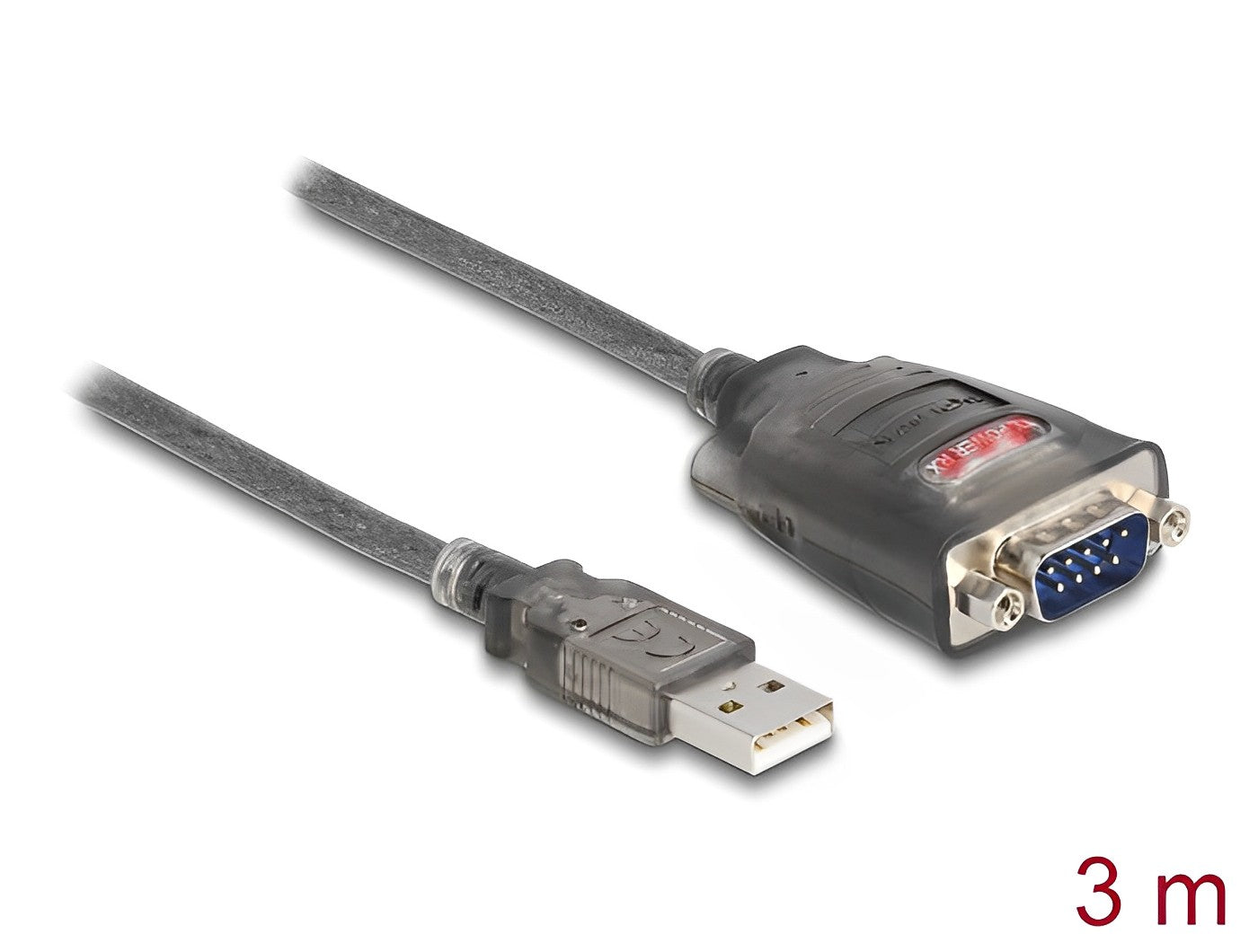 ממיר USB לתקע DB9 Serial RS-232 עם 3xLED צ'יפ FTDI אורך 3 מטר - delock.israel
