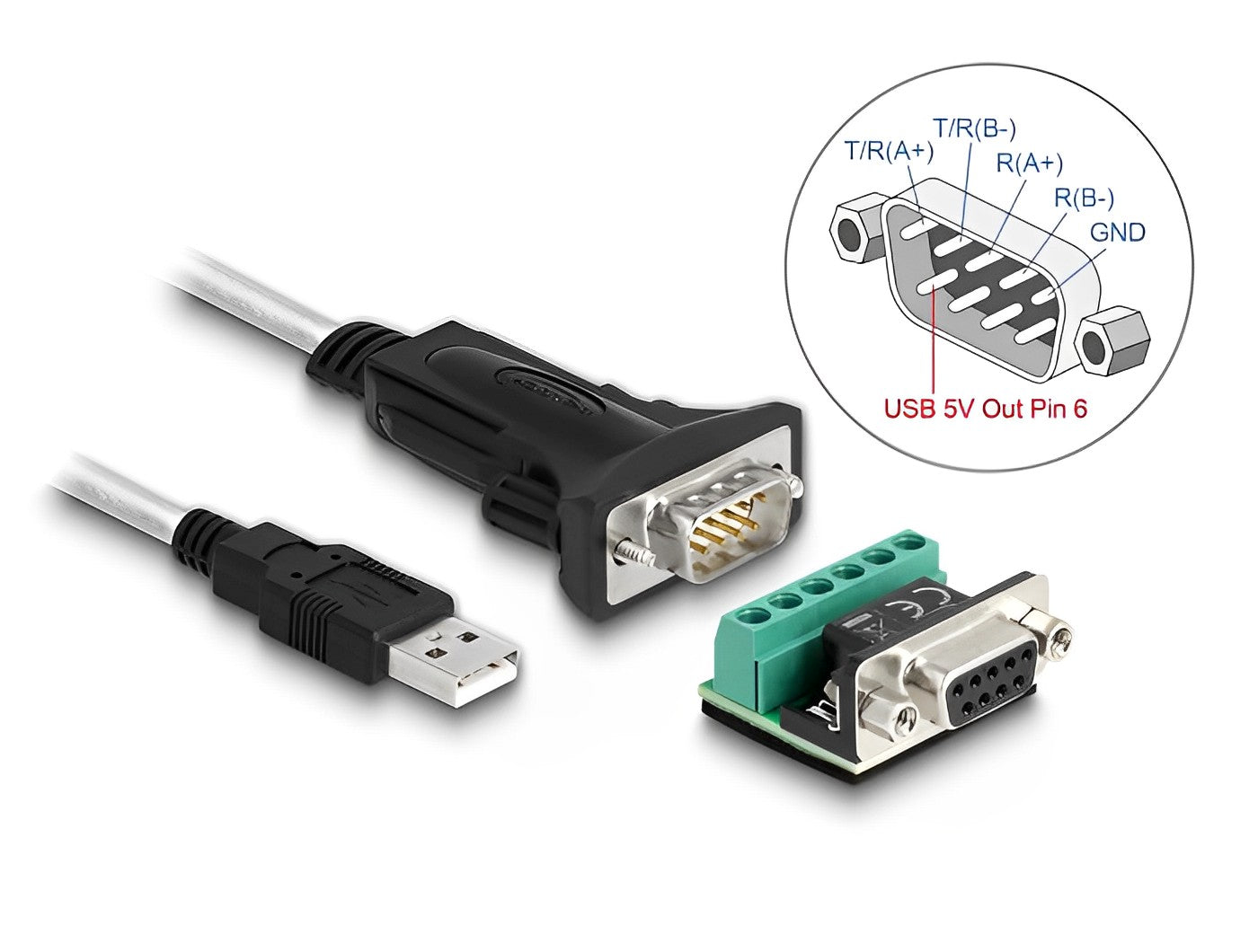 Delock Adapter USB 2.0 Type-A to 1 x Serial RS-422/485 male with 6 pin terminal block 5 V - delock.israel