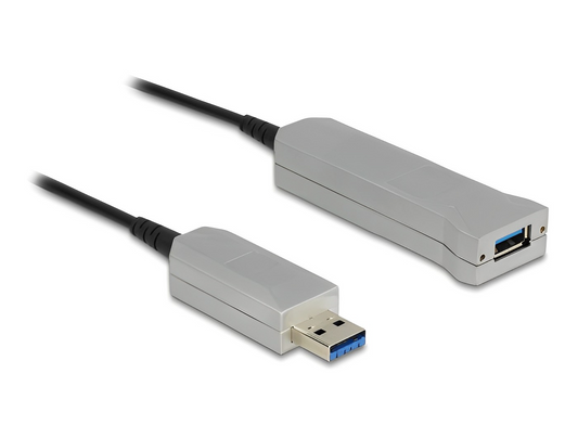 כבל מאריך USB-A 5Gbps אקטיבי על סיב אופטי ז/נ אורך 20 מטר - delock.israel