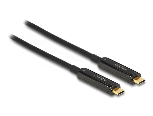 כבל תצוגה אקטיבי USB Type-C מבית DELOCK גרמניה מאפשר חיבור מסך ‎USB-C™‎ ברזולוציה של עד ‎4K Ultra HD‎ ‏(3840x2160 ‏@ 60Hz) למחשב עם ממשק ‎USB-C™‎ ותמיכה ב־DisplayPort Alternate Mode