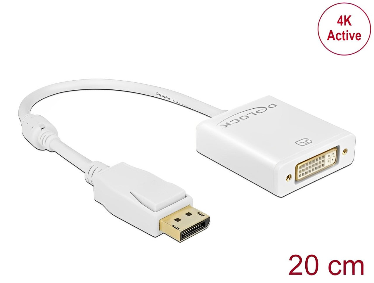 Delock Adapter DisplayPort 1.2 male > DVI female 4K Active white - delock.israel