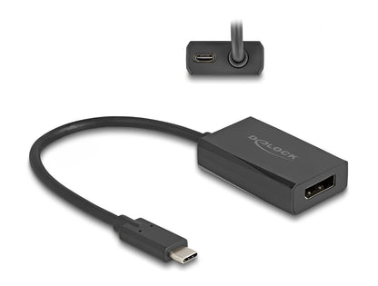 מתאם תצוגה של Delock מאפשר חיבור מסך עם כניסת USB-C התומך DisplayPort Alt Mode למכשבים PC או MacBook עם יציאת DisplayPort