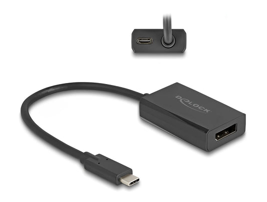 מתאם תצוגה של Delock מאפשר חיבור מסך עם כניסת USB-C התומך DisplayPort Alt Mode למכשבים PC או MacBook עם יציאת DisplayPort