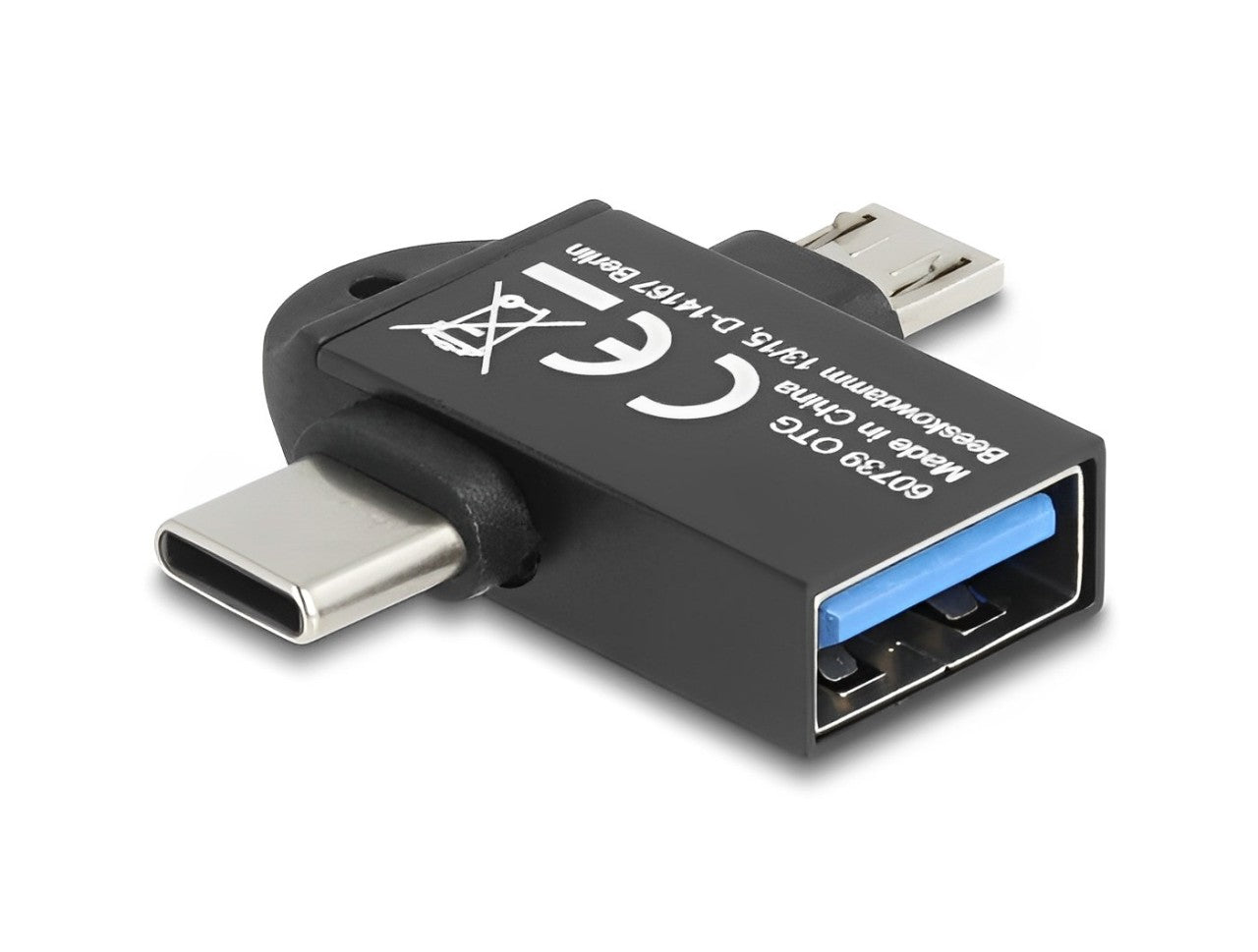 Delock Adapter USB 10 Gbps 2 in 1 USB-A female to USB Type-C™ male + USB Micro-B male OTG - delock.israel