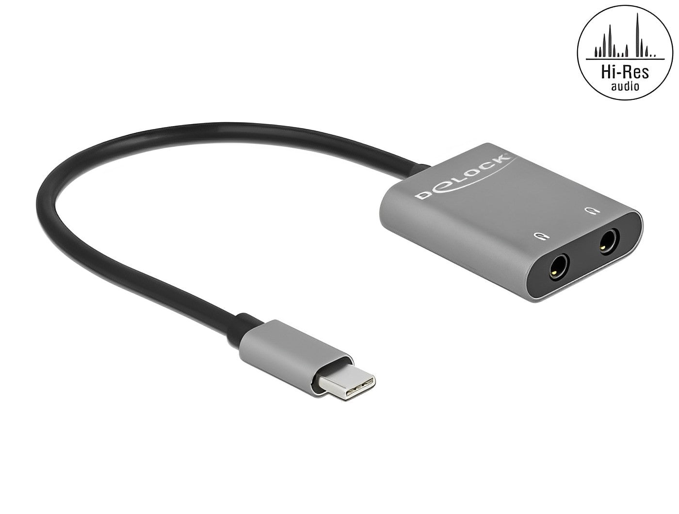 ספליטר אודיו USB-C ל- 2 אוזניות pl 3.5 נקבה - delock.israel