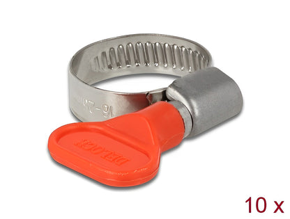 Delock Butterfly Hose Clamp 16 - 25 mm 10 pieces red - delock.israel