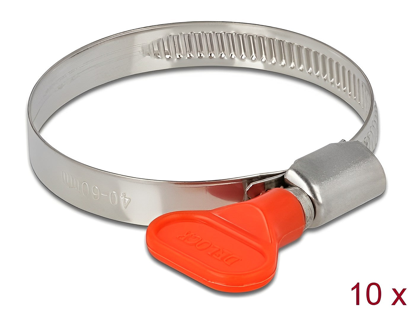 Delock Butterfly Hose Clamp 40 - 60 mm 10 pieces red - delock.israel