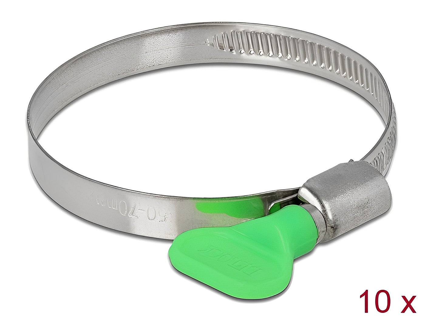 Delock Butterfly Hose Clamp 50 - 70 mm 10 pieces green - delock.israel