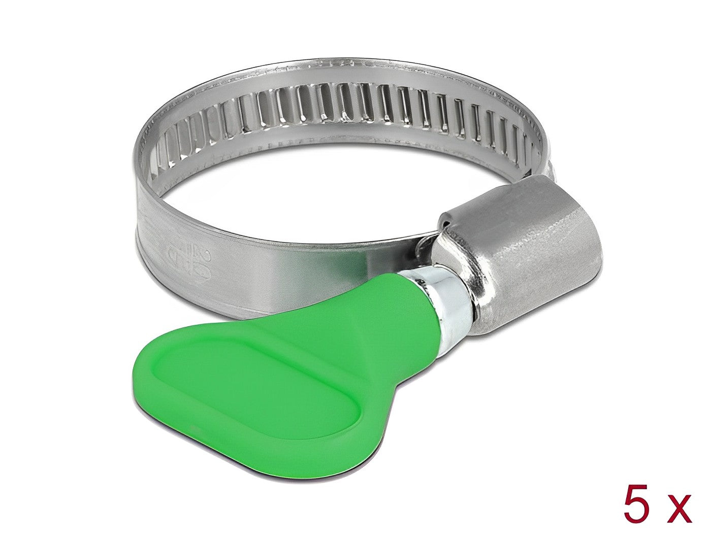 Delock Butterfly Hose Clamp stainless steel 400 SS 20 - 35 mm 5 pieces green - delock.israel