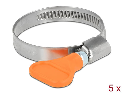 Delock Butterfly Hose Clamp stainless steel 400 SS 30 - 45 mm 5 pieces orange - delock.israel