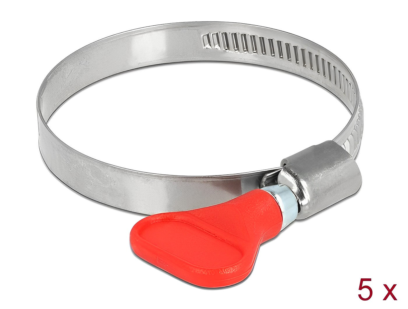 Delock Butterfly Hose Clamp stainless steel 400 SS 40 - 60 mm 5 pieces red - delock.israel
