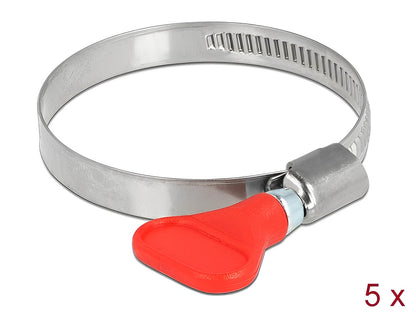 Delock Butterfly Hose Clamp stainless steel 400 SS 40 - 60 mm 5 pieces red - delock.israel